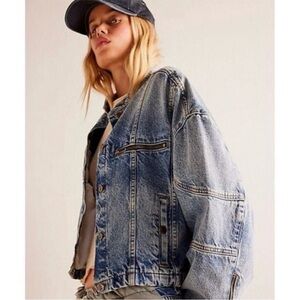 FREE PEOPLE Dia Denim Moto Jacket